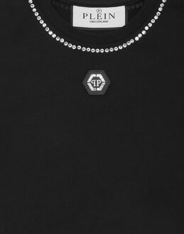 Philipp Plein Cropped T-Shirt Strass Round Neck Ss Zwart - 12J / 152cm
