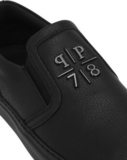 Philipp Plein Deer Print Leather Slip On Zwart