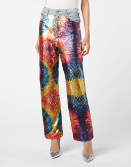 Philipp Plein Denim Broek Losjes Tie Dye Lichtblauw - 25 (Taille)