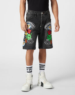 Philipp Plein Denim Fermentera Shorts Smile Grijs - 32 (Taille)