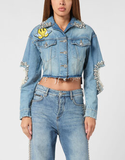 Philipp Plein Denim Jack Smile Lichtblauw