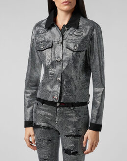 Philipp Plein Denim Jack Zwart - L