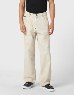 Philipp Plein Denim Korte Broek Crème