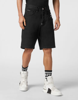 Philipp Plein Denim Korte Broek Skull&Bones Zwart - 30 (Taille)