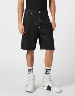 Philipp Plein Denim Korte Broek Zwart