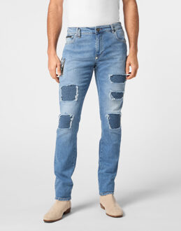 Philipp Plein Denim Rock Star Fit Trousers Studs Blauw