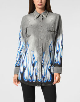 Philipp Plein Denim Shirt Racing - maat Grijs