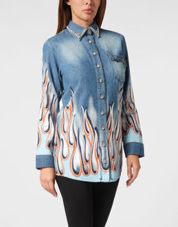 Philipp Plein Denim Shirt Racing - maat S Grijs