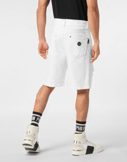 Philipp Plein Denim Shorts Formentera Distressed Wit - 30 (Taille)