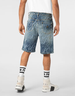 Philipp Plein Denim Shorts Formentera Logo Blauw - 34 (Taille)
