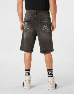 Philipp Plein Denim Shorts Formentera Skull Grijs - 31 (Taille)