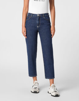 Philipp Plein Denim Trousers Mom Fit Hexagon Blauw/marineblauw