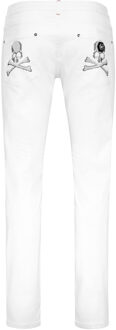Philipp Plein Denim Trousers Super Straight Cut Skulls Wit - 31 (Taille)