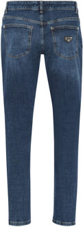 Philipp Plein Destroyed Slim Fit Jeans Donkerblauw