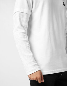 Philipp Plein Double-Sleeved Longsleeve T-Shirt Jacquard Crest Wit - XL