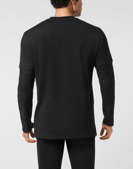 Philipp Plein Double-Sleeved Longsleeve T-Shirt Jacquard Crest Zwart