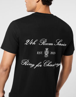Philipp Plein Embroidered Round Neck T-Shirt Plein Hotel - maat S Zwart