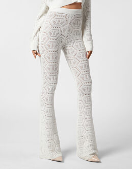 Philipp Plein Flare Broek Monogram Wit