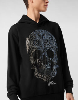 Philipp Plein Fleece Hoodie Sweatshirt Degrade' Skull - maat 2XL Zwart