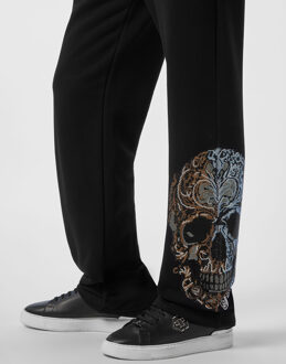 Philipp Plein Fleece Jogging Pants Degrade' Skull Zwart - M