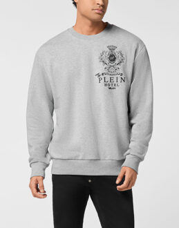 Philipp Plein Fleece Round Neck Sweatshirt Plein Hotel Grijs - 2XL