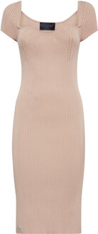 Philipp Plein Gebreide Jurk Beige - XL
