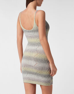 Philipp Plein Gebreide Jurk Monogram Wit