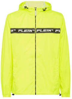 Philipp Plein Gele Nylon Windbreaker met Capuchon Philipp Plein , Yellow , Heren - 2Xl,Xl,L,M,S