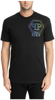 Philipp Plein Gestreept T-shirt met Logo en Strass Philipp Plein , Black , Heren
