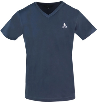 Philipp Plein Heren V-Hals T-Shirt van Katoen Philipp Plein , Blue , Heren - L,M,S