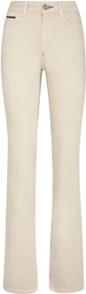 Philipp Plein Jeans Flare Fit Iconic Plein Beige - 26 (Taille)