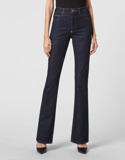 Philipp Plein Jeans Flare Fit Skull Donkerblauw