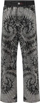 Philipp Plein Jeans Met Hoge Taille Tie Dye Zwart/wit - 26 (Taille)