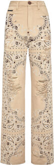 Philipp Plein Jeans Met Wijde Pijpen Paisley - maat Beige