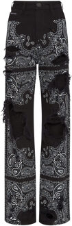 Philipp Plein Jeans Met Wijde Pijpen Paisley Zwart
