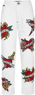 Philipp Plein Jeans Mom Pasvorm Love Wit - 25 (Taille)