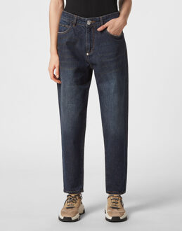 Philipp Plein Jeans Mom Pasvorm Paisley Blauw