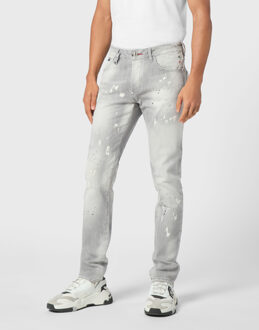 Philipp Plein Jeans Recht Model Racing Grijs - 32 (Taille)