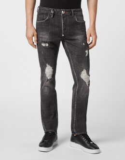 Philipp Plein Jeans Recht Model Skull&Bones Grijs
