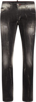 Philipp Plein Jeans Recht Model Skull&Bones Grijs