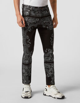 Philipp Plein Jeans Skinny Fit Paisley Zwart