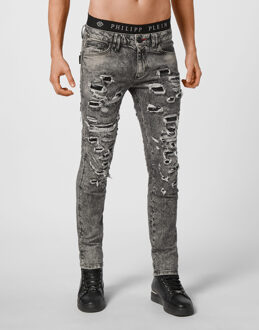 Philipp Plein Jeans Slim Fit Grijs/Wit