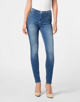 Philipp Plein Jegging Met Hoge Taille Blauw - 25 (Taille)