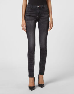 Philipp Plein Jegging Met Hoge Taille Grijs - 25 (Taille)