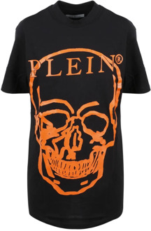 Philipp Plein Jersey t-shirt ronde nek ss schedel en plein Philipp Plein , Black , Dames - XL