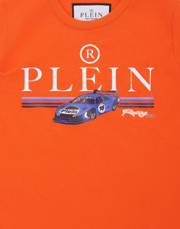 Philipp Plein Jersey T-Shirt Round Neck Ss Cars Racing - maat 8J / 128cm Oranje