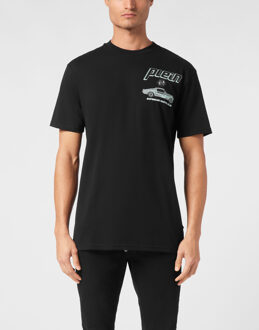 Philipp Plein Jersey T-Shirt Round Neck Ss Cars Racing - maat Zwart