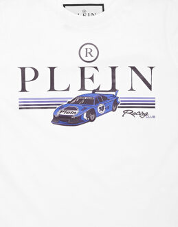 Philipp Plein Jersey T-Shirt Round Neck Ss Cars Racing Wit - 6J / 116cm
