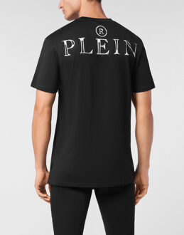 Philipp Plein Jersey T-Shirt Round Neck Ss Skull & Bones - maat L Zwart/wit