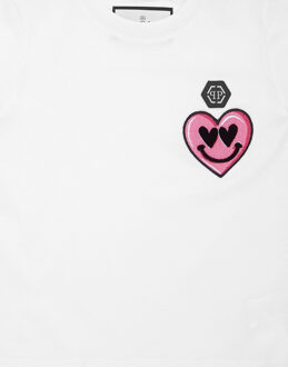 Philipp Plein Jersey T-Shirt Round Neck Ss Smile Wit - 6J / 116cm